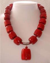 Fashion girl >Original design red natural cylinder stone coral tube column beads necklace women hot sale fashion jewelry 18 inch 2024 - buy cheap