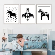 Dala-lienzo de caballo artístico, pinturas y póster, decoración de poni, pintura en lienzo, arte de pared de sacndinaviar para cuarto de bebé 2024 - compra barato