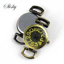Shsby самодельные персональные старинные бронзовые часы с черными циферблатами, круглые часы с настольным сердечником, ремешок для часов, аксессуары для часов, оптовая продажа 2024 - купить недорого