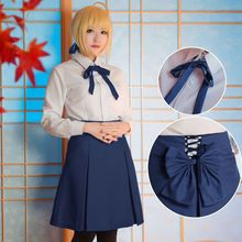 Hot Sale Fate/stay night Saber Dress Altria Pendragon High Waist Tunic Skirt School Student Uniform Outfit Anime Cosplay Costume 2024 - buy cheap