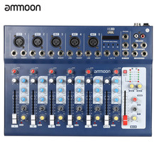 Ammoon F7-USB 7-канальный цифровой линия для микрофона Аудио Звук микшер с USB Вход 48В Мощность 3 полос эквалайзера 2024 - купить недорого