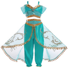 Grils fashion cosplay sexy Aladdin magic lamp princess clothing sets children's sequined top + culottes 2 pcs suit clothes 2024 - buy cheap