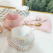 Ceramic Heart-shaped Coffee Cup And Saucer Set Coffee Mug Afternoon Tea Set Ceramic Cup Kitchen Accessories Milk Cup Container 2024 - buy cheap