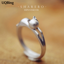 Free Shipping 925 Sterling Silver Matte Cat Ring Women Jewelry Gift Finger Rings Anillo Anel De 2024 - buy cheap