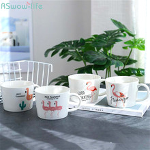 Керамическая чашка креативная кружка с Фламинго офисные домашние чашки для питья Студенческая пара любители кофе путешествия Кофе Молоко ... 2024 - купить недорого