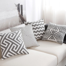 Fronha de travesseiro bordada estilo nórdico, capa geométrica cinza, branca, listrada, para sofá, cadeira de quarto 2024 - compre barato
