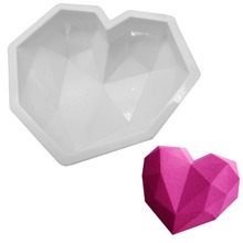 Aitemay-Molde de silicona 3D para hornear Mousse de Chocolate, postre horneado, sartén antiadherente, herramientas para hornear, pastel de 7 pulgadas, corazón de diamante 2024 - compra barato