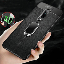 Funda de lujo con textura de cuero para OnePlus 7 Pro, anillo magnético, funda protectora trasera para one plus 7 7pro 1 + 7 pro 2024 - compra barato