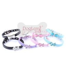 Free Shipping! Cute Crystal Diamond Bling PU Leather Pet Cat Dog Puppy Collar 2024 - buy cheap