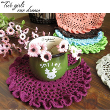 Vintage DIY Handmade Crochet Coaster Doily Flower Tray Pad Decoration Cushion Cover European Round Table Cup Mats 20-30CM 6PCS/L 2024 - buy cheap