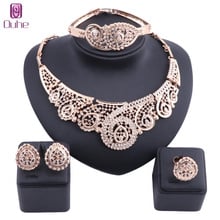 Nigerian Wedding Woman Accessories Crystal Necklace Jewelry Set Brand Dubai Gold Jewelry Set Wholesale italian Jewelry Sets 2024 - buy cheap