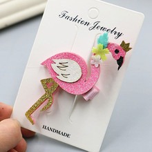 10pcs/set  Pink Flamingo Hair Clip Glitter  Hair Barrette Fashion Bird Animal Princess Hairpins on Card Kids Gift 2024 - buy cheap