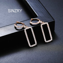 Женские прямоугольные серьги SINZRY, модные трендовые длинные серьги с кубическим цирконием 2024 - купить недорого