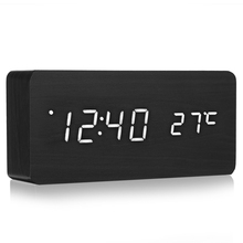 LED Digital Wooden Alarm Clock Time Temperature Calendar Desk Clock Modern Design Clock Digital Alarm Clock Home Decor 2024 - buy cheap