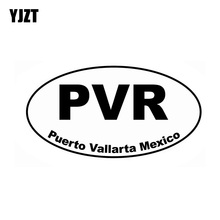 YJZT-calcomanía de vinilo ovalado para coche, 14,8 CM x 7,8 CM, PVR, PUERTO VALLARTA, México, negro, plata, C10-01546 2024 - compra barato