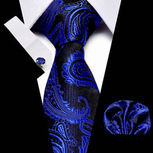 Conjunto de corbatas de Cachemira azul para hombre, corbata de cuello Extra larga de tamaño 145cm x 7,5 cm, 100% de seda Jacquard, traje de fiesta de boda, novedad 2024 - compra barato