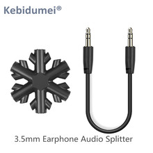 Kebidumei cabo de áudio de 3.5mm, divisor com 1 macho para 3 portas fêmea, de 5 vias, aux, saída de som e música, cabos de 28cm 2024 - compre barato