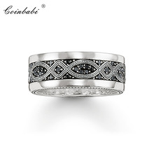 Anillos con nudo de amor negro para mujer, regalo de Plata de Ley 925, joyería de moda, anillos Eternity, joyería de moda al por mayor 2024 - compra barato