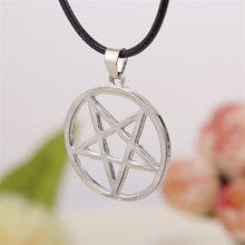 Black Butler Necklace Pentacle Pentagram Pendant Lucifer Satan Logo Sign Silver Color Supernatural Amulet Jewelry Men Wholesale 2024 - buy cheap