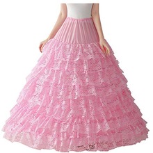 Enagua de encaje rosa de 9 capas, ropa interior súper acolchada, accesorio de boda, para baile, crinolina larga 2024 - compra barato