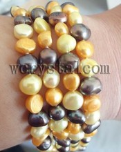 4 Row Multicolour Gold Black Cultured Pearl Bracelet 2024 - buy cheap