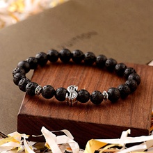 Lucky Classic Lava Stone Beads Bracelet For Men Handmade Dollar Shape Women Bracelets & Bangles Jewelry Pulseira Hombres 2024 - buy cheap