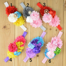 10pcs/lot Shabby chiffon flower rostte flower combination Headband 2024 - buy cheap