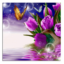Flores púrpuras 20x20cm 100% área completa punto de cruz de diamantes, Kit de pintura de diamantes Diy, bordado de punto de cruz de diamantes 3D 2024 - compra barato