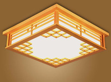Japanese Ceiling Lights Square 45-55cm Bedroom LED Lamps Lights Sheepskin Study Wood Ceiling Lamp Home Decorative Design Lantern 2024 - buy cheap