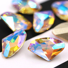 Factory sales 9x14mm Light of heaven crystal shell shape K9 pointback glass rhinestones for clothing Accessories 2024 - buy cheap