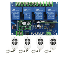 Interruptor sem fio rf 12v 24v 36v 48v, 30a, 4 canais, controle remoto e chaves brancas, à prova d'água, lâmpada/janela, transmissor 2024 - compre barato