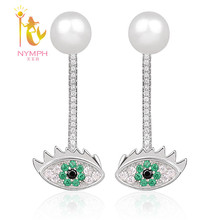 NYMPH Pearl Earrings Silver Shining Fine Jewelry Trendy For Women White Trendy Birthday Gift Big Eye 8-9mm E123 2024 - buy cheap