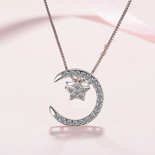 Authentic 100% 925 sterling silver Cat Moon Necklace Meditation Women Jewelry Plata color Chain & Pendant Valentine Gift 2024 - buy cheap