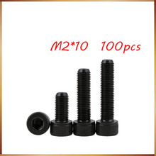 100pcs/Lot Metric Thread DIN912  M2*10 mm Black Grade 12.9 Alloy Steel Hex Socket Head Cap Screw Boltsstainless bolts,nails 2024 - buy cheap