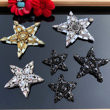 5pcs  gold/black/white beads Rhinestones flower appliques patches brooch snowflakes stars DIY clothing accessories 2024 - buy cheap