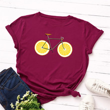 Plus Size S-5XL New Bike Lemon Print T Shirt Women 100% Cotton O Neck Short Sleeve Summer T-Shirt Tops Casual Bicycle Tshirt 2024 - buy cheap