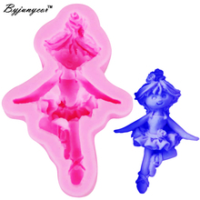 Byjunyeor F1076 Doll Girl Ballet UV Resin Silicone Mold Fondant Chocolate Candy Lollipop Crystal Epoxy Soft Clay Bake Tools 2024 - buy cheap