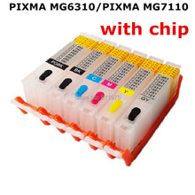 Cartuchos de tinta recargables para impresora CANON PIXMA MG6310/PIXMA MG7110, PGI-150BK, 6 colores con chips permanentes, 10 CLI-151. 2024 - compra barato