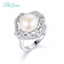 I&Zuan S925 Sterling Silver Pearl Rings For Women White Freshwater Diameter 9~10mm Round Pearl Flower Ring Luxury Fine Jewelry 2024 - buy cheap