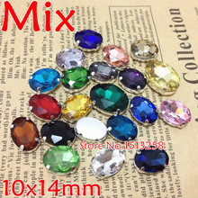 Costura em cristal 24pcs pedra oval 10x14mm, novas cores com ajuste de garra de metal para joias, vestido, roupas 2024 - compre barato