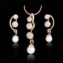 SHUANGR Wedding Jewelry Sets Full Crystal Ball Inlaid Rhinestones Imitation Pearl Earring/ Necklace Jewelry parure bijoux femme 2024 - buy cheap