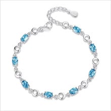 Everoyal Top Quality Silver 925 Sterling Bracelets For Women Accessories Charm Zircon Ocean Blue Oval Bracelets Female Jewelry 2024 - buy cheap