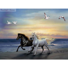 Bordado de diamantes Diy diamante pintura de punto de cruz Kits de mosaico de diamante caballo cuadrado completo bordado de diamantes AD034 2024 - compra barato