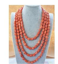 Collar enorme de coral Rosa natural para mujer, cadena larga AAA + hecha a mano, joyería de fiesta, 13x15mm 2024 - compra barato