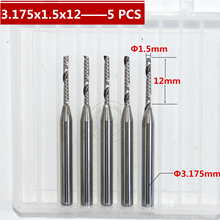 5 шт.-3,175 мм * 1,5 мм * 12 мм, станок с ЧПУ, твердосплавная Концевая фреза, 3,175 деревообрабатывающий вставной Фрезер, вольфрамовый бит, МДФ, ПВХ, акрил 2024 - купить недорого