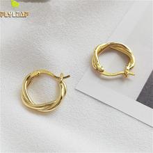 Flyleaf 925 Sterling Silver Circle Weaving Twisted hoop Earrings For Women High Quality 18k Gold Earings Fashion Jewelry 2024 - buy cheap