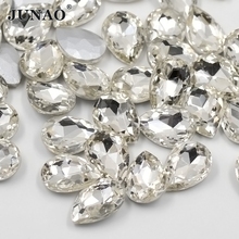 JUNAO 50pcs 13*18mm Clear AB Teardrop Glass Rhinestone Applique Pointback Diamond Strass Non Sew Crystal Stones for DIY Crafts 2024 - buy cheap