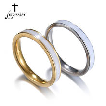 Letdiffery Лидер продаж простое кольцо из нержавеющей стали с белой глазурью для мужчин и женщин, ювелирные изделия, свадебный подарок 2024 - купить недорого