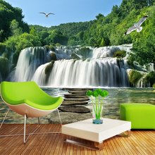 Настенные обои на заказ в китайском стиле, настенные 3D обои с изображением пейзажа, водопада, настенное украшение для гостиной, домашний декор, 3D обои для стен 2024 - купить недорого