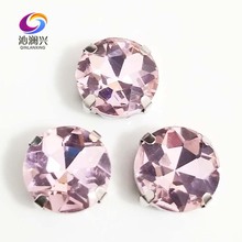 Free shipping Pink round shape High quality Glass Crystal sew on claw loose rhinestones with hole,Diy Clothing accessories SWB09 2024 - buy cheap